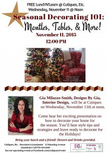 Designs By Gia- Seasonal Decorating Seminar